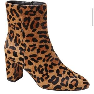 Calf Hair Leopard Leather Ankle Boot